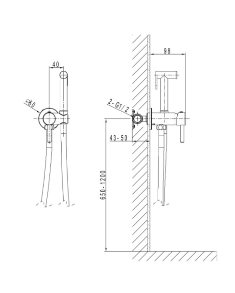 Lavita Bateria bidetowa podtynkowa Orion Matt Black 5900378357278