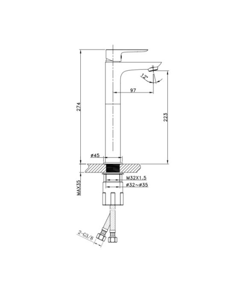 Lavita Bateria umywalkowa wysoka Spark Brushed Gold 5900378341208