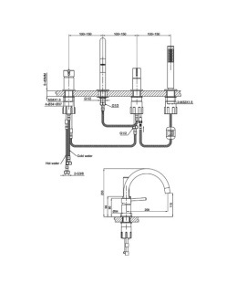 Lavita Bateria wannowa 4- otworowa Orion Brushed Gold 5900378341505