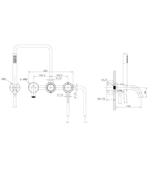 Lavita Bateria wannowa podtynkowa 4- otworowa Orion Chrom 5900378357148