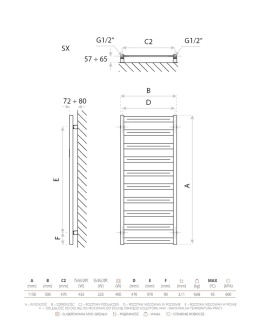 Lavita Grzejnik łazienkowy Hermes Metalic Grey 1150 5901804783388