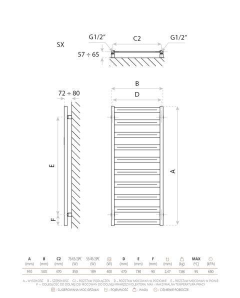 Lavita Grzejnik łazienkowy Hermes Metalic Grey 910 5901804783401