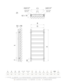 Lavita Grzejnik łazienkowy Lungo Metalic Grey 1320 5901804783340