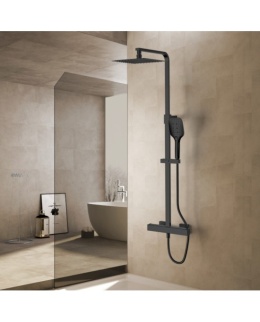 Lavita Natynkowy zestaw prysznicowy termostatyczny z deszczownicą Cetus Matt Black 5900378346210