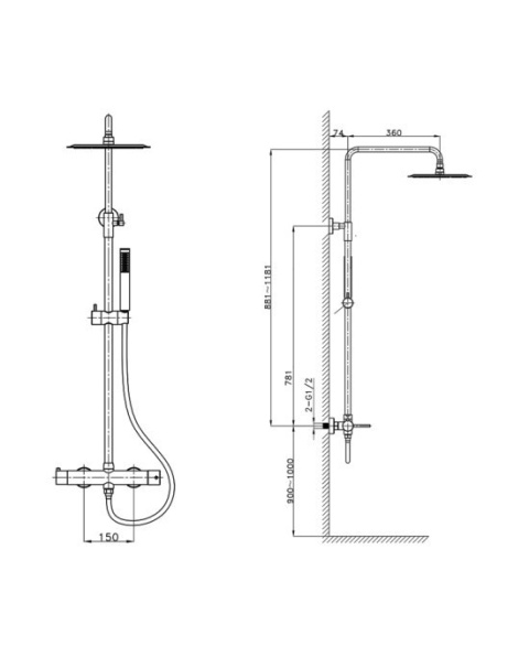 Lavita Natynkowy zestaw prysznicowy z deszczownicą Orion Brushed Copper 5900378357322