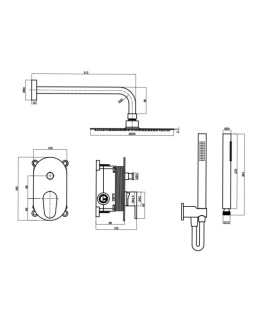 Lavita Podtynkowy zestaw prysznicowy z deszczownicą Cetus Chrome 5900378341901