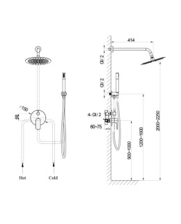 Lavita Podtynkowy zestaw prysznicowy z deszczownicą Spark Brushed Gold 5900378341925