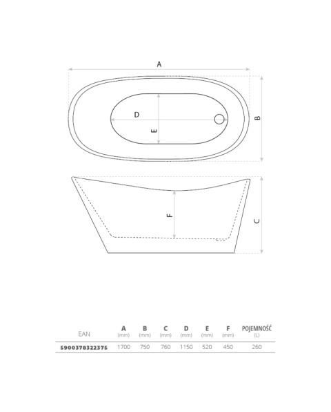 Lavita Wanna wolnostojąca Bellagio 1700 5900378322375