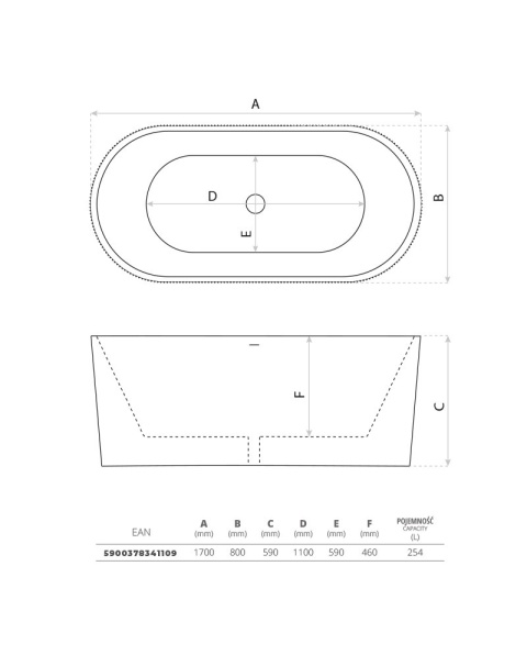 Lavita Wanna wolnostojąca Oklahoma 1700 5900378341109
