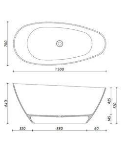 Lavita Wanna wolnostojąca Pietra 1500 Black Mat 5904865593194