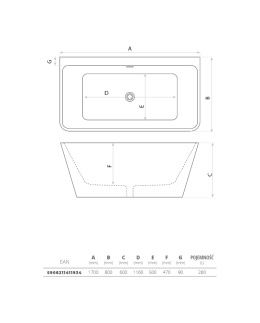 Lavita Wanna wolnostojąca przyścienna Mensola 1700 5908211411934
