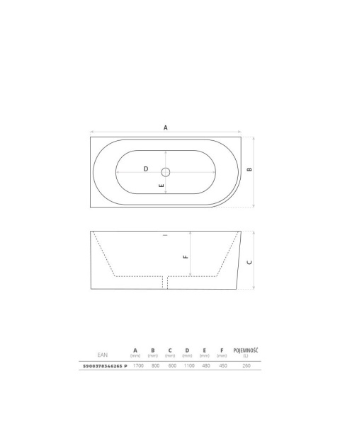 Lavita Wanna wolnostojąca przyścienna narożna Caldera 1700 Prawa 5900378346265