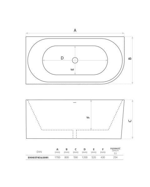 Lavita Wanna wolnostojąca przyścienna narożna Oklahoma 1700 Lewa 5900378345084
