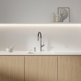 Omnires VITA bateria kuchenna z wyciąganą wylewką nikiel szczotkowany / czarny mat VI6350BLNI