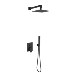 Excellent Keria zestaw prysznicowo-wannowy podtynkowy z deszczownicą 25 x 25 cm, 3 funkcyjny, czarny mat AREX.SET.2047BL