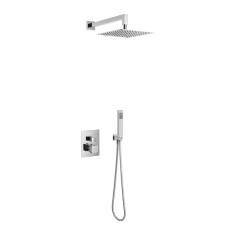 Excellent Keria zestaw prysznicowo-wannowy podtynkowy z deszczownicą 25 x 25 cm, 3f, termostatyczny, chrom AREX.SET.2048CR