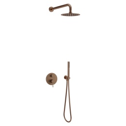 Excellent PI zestaw prysznicowo-wannowy podtynkowy 2 funkcyjny z deszczownicą 25 cm, miedziany szczotkowany AREX.SET.1245CB