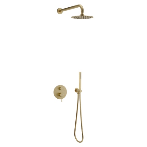 Excellent PI zestaw prysznicowo-wannowy podtynkowy 2 funkcyjny z deszczownicą 25 cm, złoty szczotkowany AREX.SET.1245GB