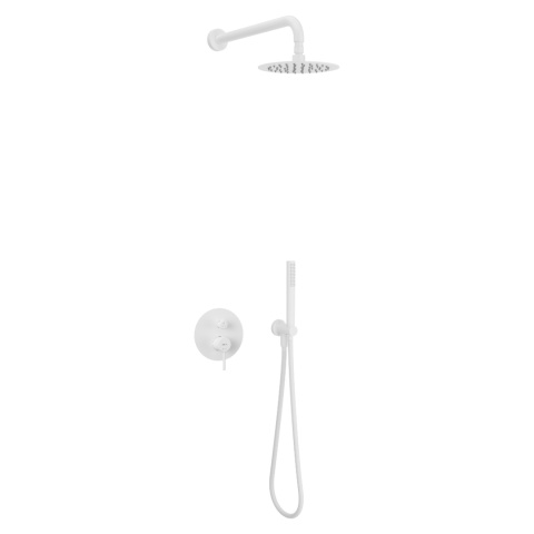 Excellent PI zestaw prysznicowo-wannowy podtynkowy 3 funkcyjny, z deszczownicą 25 cm, biały mat AREX.SET.1247WH