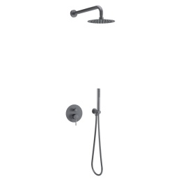 Excellent PI zestaw prysznicowo-wannowy podtynkowy 3 funkcyjny, z deszczownicą 25 cm, grafit szczotkowany AREX.SET.1247AB