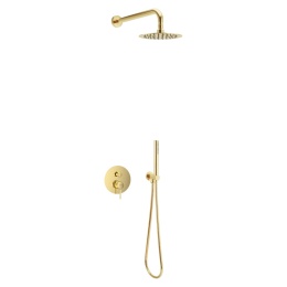 Excellent PI zestaw prysznicowo-wannowy podtynkowy 3 funkcyjny, z deszczownicą 25 cm, złoty połysk AREX.SET.1247GL