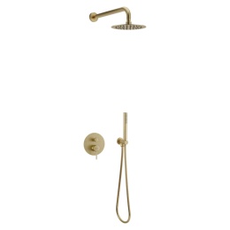 Excellent PI zestaw prysznicowo-wannowy podtynkowy 3 funkcyjny, z deszczownicą 25 cm, złoty szczotkowany AREX.SET.1247GB