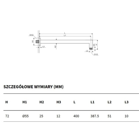 Excellent Ramię prysznicowe Ścienne Chrom AREX.3142CR