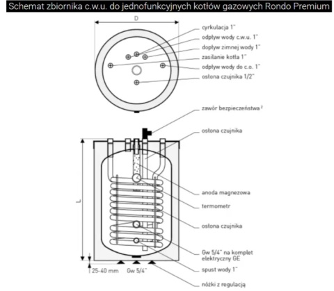 Galmet zbiornik c.w.u. do jednofunkcyjnych kotłów gazowych Rondo Premium SGW(S) 120l 26-12750