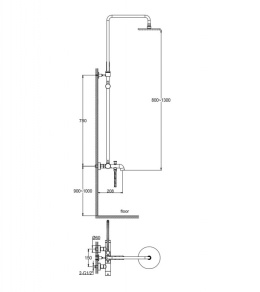 Kohlman Axel Zestaw prysznicowy natynkowy z deszczownicą i wylewką chrom QW277A