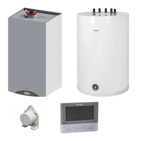 TERMET PAKIET KOCIOŁ GOLD PLUS II 1 FUN. 25 KW + ZASOBNIK SG PLUS 120 L + REGULATOR ST-292 V3 + CZUJNIK TEMP. WKP58T100120E
