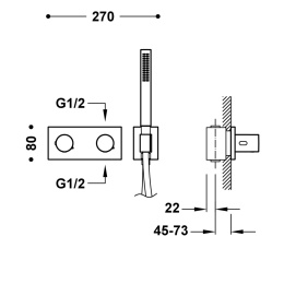 TRES B-System Bateria podtynkowa Stal 30735201AC