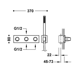 Tres B-SYSTEM Bateria termostatyczna podtynkowa 3-drożna B-system-30725301AC