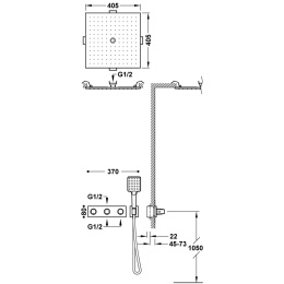 Tres B-SYSTEM Zestaw baterii termostatycznej podtynkowej 3-drożnej B-system prysznicowej-30725306KMB