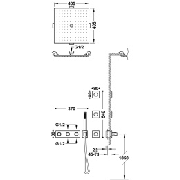 Tres B-SYSTEM Zestaw baterii termostatycznej podtynkowej 4-drożnej B-system prysznicowej-30725406KMB