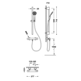 Tres BASE PLUS Zestaw baterii termostatycznej naściennej prysznicowej-21619601NM