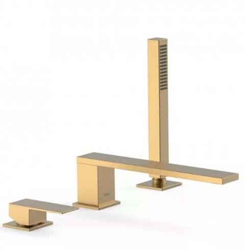 Tres Cuadro Exclusive Bateria wannowa trzyotworowa Matowe złoto 24K 00616103OM