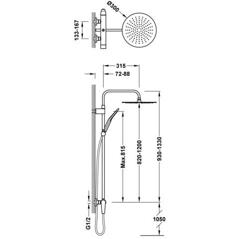 Tres FUJI Zestaw baterii jednouchwytowej naściennej 2-drożnej prysznicowej-28119701AC