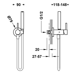 Tres STUDY Bateria jednouchwytowa podtynkowa z natryskiem do toalety-134123AC