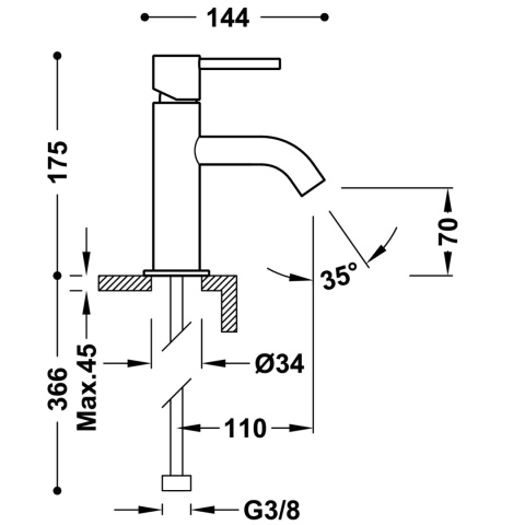 Tres Study bateria umywalkowa czarny brąz 26290301KMB