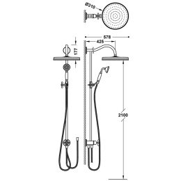 Tres TRES CLASIC Zestaw drążka prysznicowego przystosowany do każdej baterii-24247601AC