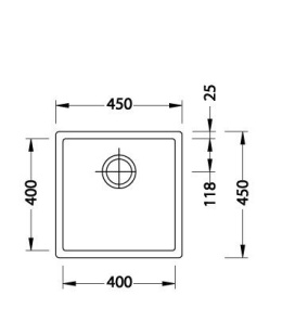 Alveus Quadrix 30 FSU POP-UP Zlewozmywak stalowy jednokomorowy 45x45 cm satynowy 1102604