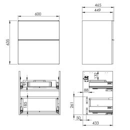 Elita Look 60 2S Szafka podumywalkowa 60x44,9x63,5 cm dąb canela 167253/RE010601027050