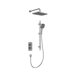 KFA Malaga Zestaw prysznicowy termostatyczny podtynkowy z deszczownicą gun metal grey z powłoką PVD 575930161