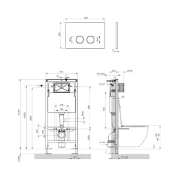 Omnires Flush Set Strongframe 3w1 stelaż podtynkowy do WC przycisk spłukujący biały mat STFWC1R45-RWM