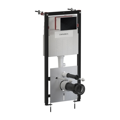 Omnires Flush Set Strongframe 3w1 stelaż podtynkowy do WC przycisk spłukujący czarny półmat STFWC1R45-RBL