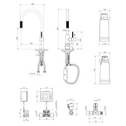 Omnires Switch bateria kuchenna z wyciąganą wylewką stojąca z zestawem filtrującym chrom SW9059-FD1CR