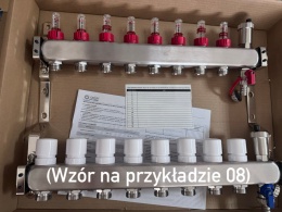 REITER Rozdzielacz ze stali nierdzewnej INOX ogrzewanie podłogowe rozstaw 50 mm 8 obwodów RIXOP-KOSA-08