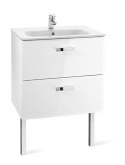 ROCA VICTORIA BASIC UNIK szafka z 2 szufladami z umywalką 60 cm 585 x 450 x 565 mm biały połysk z otworem na baterię A855884806