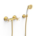 TRES CLASIC Bateria dwuuchwytowa ścienna prysznicowa- Złoto 24k 24216301OR