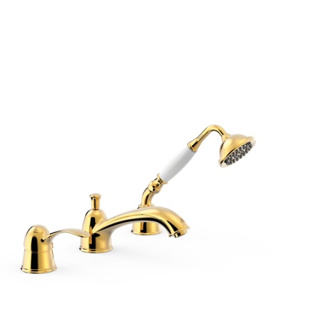 TRES CLASIC Bateria jednouchwytowa z montażem na krawędzi wanny Złoto 24k 24214501OR